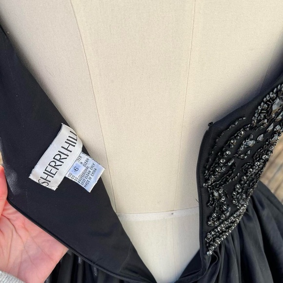 Sherri Hill Black Beaded Ruffle Tiered Prom Dress - Picture 6 of 9